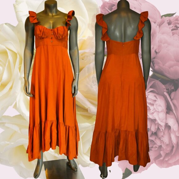 Farm Rio Ruffle Strap Maxi Dress Size M - Picture 1 of 11